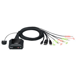 ATEN CS52DP KVM Switch Híbrido 2 Puertos USB-C/DisplayPort, Cable 1.2m, Resolución 4K Ultra HD 4096x2160, Negro