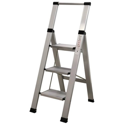 Homelux Escalera Doméstica de Aluminio Plana de 3 Peldaños Homelux Escalera Doméstica de Aluminio Plana de 3 Peldaños