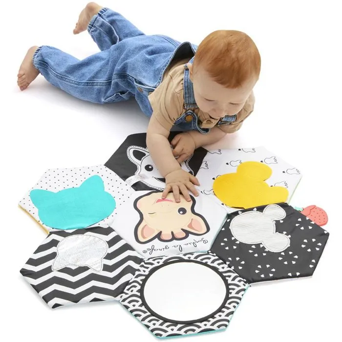 Sophie la Girafe Libro de actividades y tapete de juego infantil - 7 emociones con texturas variadas y diseño doble cara blanco y negro SOP3056562308631