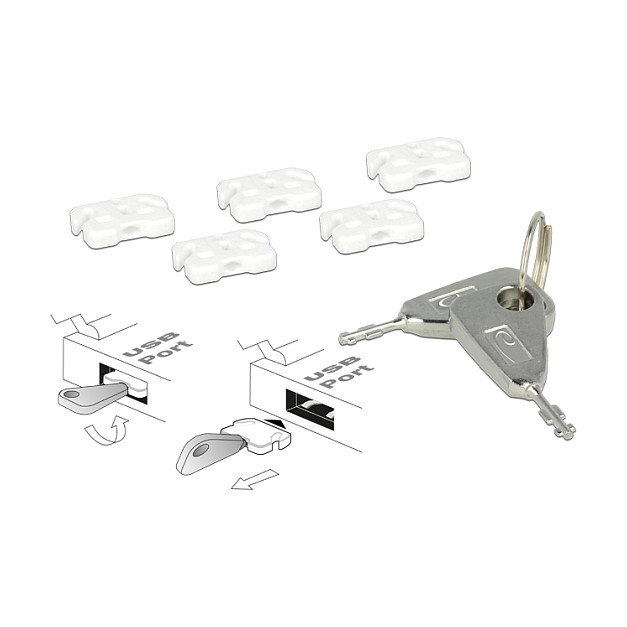 DeLOCK 20648 Bloqueador de puertos USB para USB-A Plata, Blanco DeLOCK 20648 Bloqueador de puertos USB para USB-A Plata, Blanco