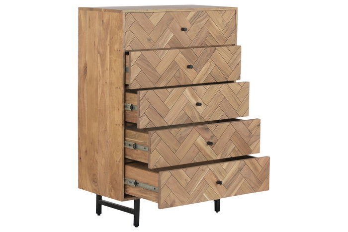 DKD Home Decor Chifonier Espiga de Acacia y Metal Marrón Claro