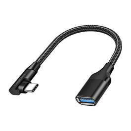 LogiLink Adaptador USB 3.2 Gen2 Type-C C/M 90° a USB-A/F, 10 Gbps, 15W, OTG, negro, 0.2 m