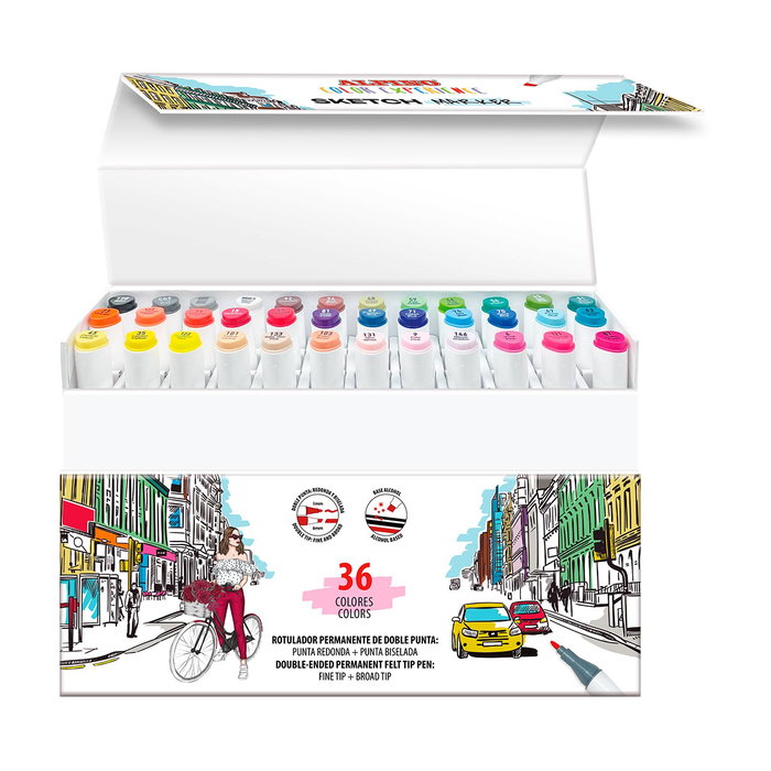 Alpino Estuche de 36 Rotuladores Sketch Markers Color Experience Doble Punta