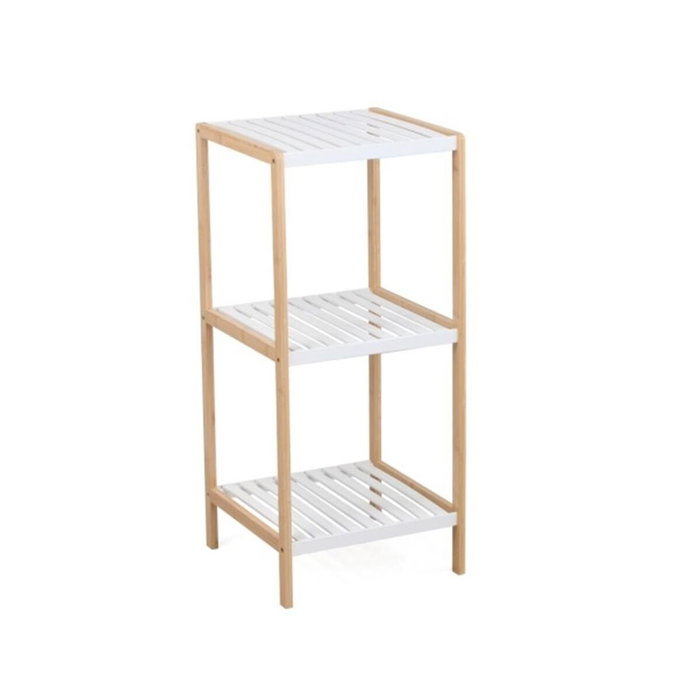 DKD Home Decor Estantería de Bambú y Pino con 3 Estantes, Blanco y Natural DKD Home Decor Estantería de Bambú y Pino con 3 Estantes, Blanco y Natural