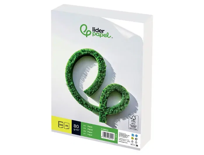 Liderpapel Papel A5 80g/m2 Liso Paquete 500 Hojas Blanco Ideal Escritura y Fotocopiadoras