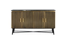 GINER Y COLOMER Aparador 4 Puertas Madera Mango Mármol Bronce 150x40x86 cm