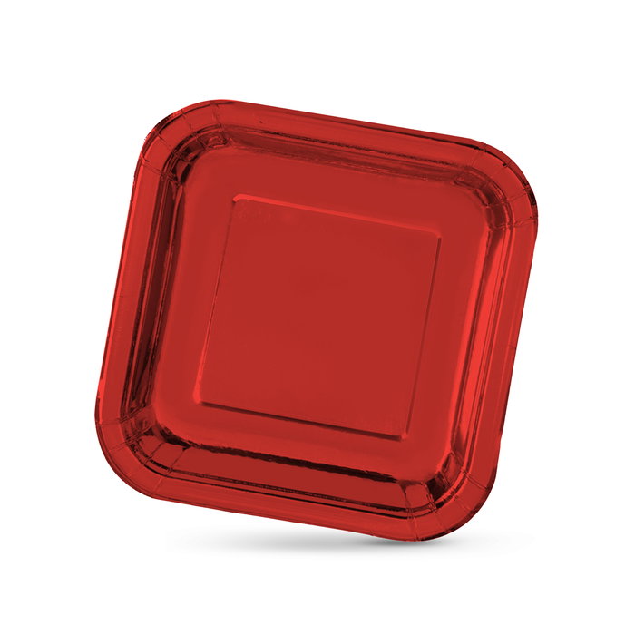 Algon Set 10 Platos de Cartón Rojos Cuadrados 23 cm (18 Unidades)