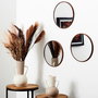Home Deco Factory Juego de 3 Espejos Toronto con Marco Efecto Madera, Conjunto Decoración Cocooning, Polipropileno y Vidrio