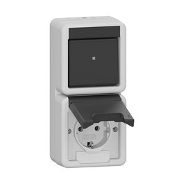 GIRA 417630 Toma de Enchufe Combinado Schuko, 250 V, 16 A, 2 Módulos, Con Tapa Abatible, Color Gris