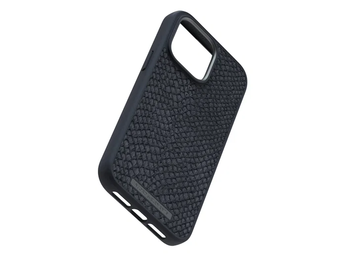 Njord byELEMENTS - Funda con piel de salmón para iPhone 14 Pro Max con MagSafe - Negro - Protección certificada MIL-STD-810H