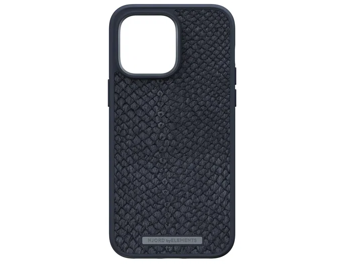 Njord byELEMENTS - Funda con piel de salmón para iPhone 14 Pro Max con MagSafe - Negro - Protección certificada MIL-STD-810H
