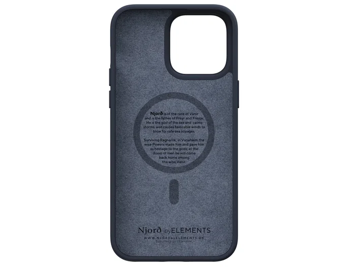 Njord byELEMENTS - Funda con piel de salmón para iPhone 14 Pro Max con MagSafe - Negro - Protección certificada MIL-STD-810H