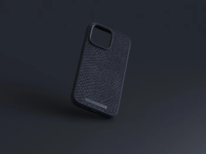 Njord byELEMENTS - Funda con piel de salmón para iPhone 14 Pro Max con MagSafe - Negro - Protección certificada MIL-STD-810H