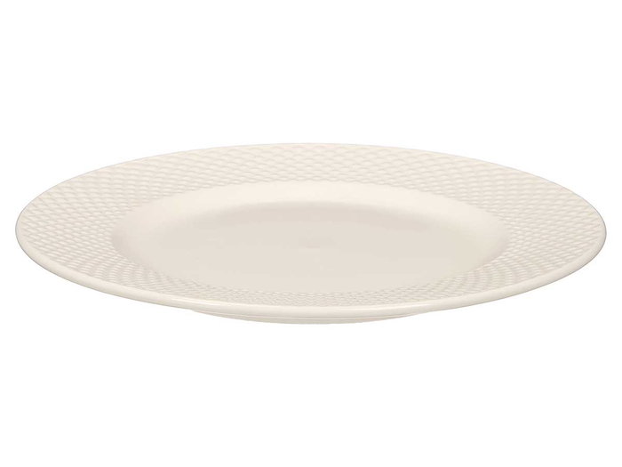 VESSIA Plato de Postre de Porcelana con Relieve de Rombos Blanco 20,5cm VESSIA Plato de Postre de Porcelana con Relieve de Rombos Blanco 20,5cm