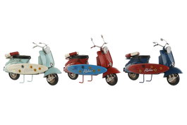 DKD Home Decor Vehículo Decoración Mediterráneo Azul Marino Rojo Metal 11 x 17 x 26.5 cm (3 Unidades)