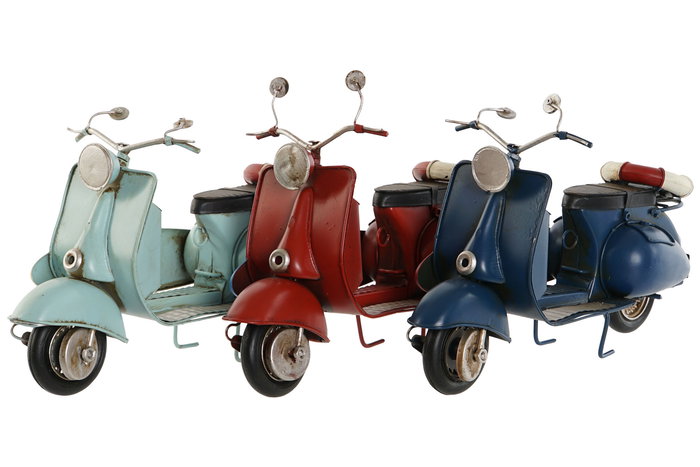 DKD Home Decor Vehículo Decoración Mediterráneo Azul Marino Rojo Metal 11 x 17 x 26.5 cm (3 Unidades)