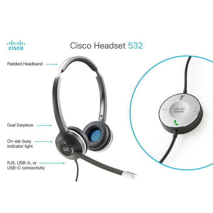 Cisco 532 Auriculares Alámbricos Binaurales para Oficina Cisco 532 Auriculares Alámbricos Binaurales para Oficina