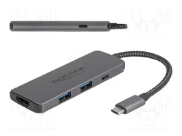 DeLOCK Estación de acoplamiento USB Type-C 8K HDMI/USB/PD 3.0 100 W Gris