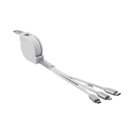 DeLOCK Cable de carga retráctil 3 en 1 USB Type-C a Lightning/Micro USB/USB Type-C Blanco