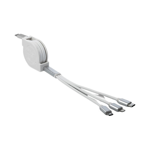 DeLOCK Cable de carga retráctil 3 en 1 USB Type-C a Lightning/Micro USB/USB Type-C Blanco DeLOCK Cable de carga retráctil 3 en 1 USB Type-C a Lightning/Micro USB/USB Type-C Blanco