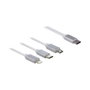 DeLOCK Cable de carga retráctil 3 en 1 USB Type-C a Lightning/Micro USB/USB Type-C Blanco