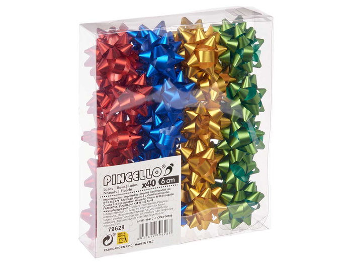 Pincello Lazos PVC Mate 6 cm, Amarillo, Azul, Rojo, Verde (5x3.5x5 cm) (Set de 12) Pincello Lazos PVC Mate 6 cm, Amarillo, Azul, Rojo, Verde (5x3.5x5 cm) (Set de 12)