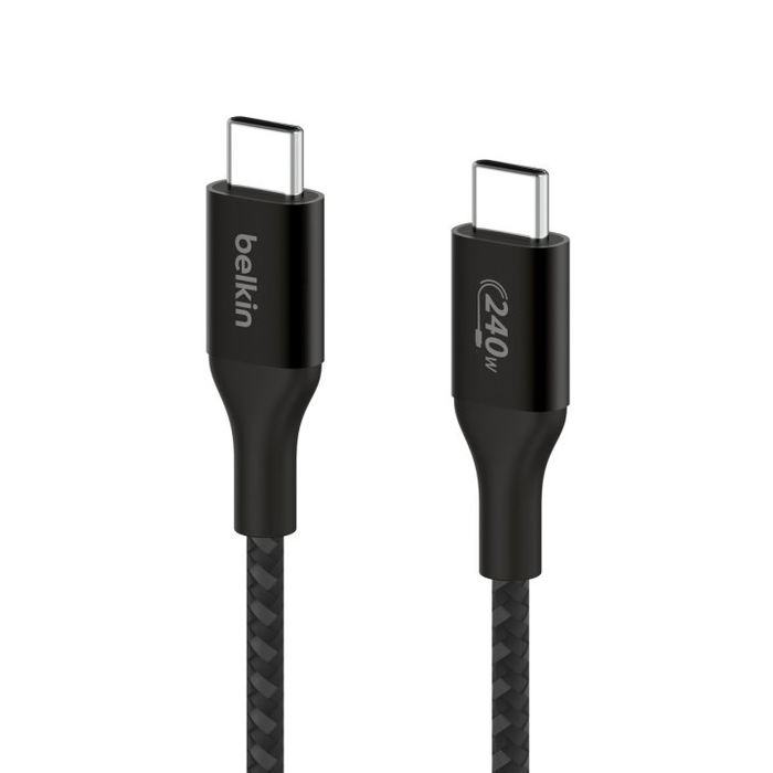 Belkin CAB015bt1MBK Cable USB-C a USB-C 1m (240W) Carga Rápida Doble Trenzado Negro