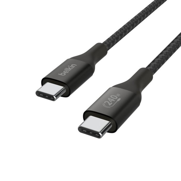 Belkin CAB015bt1MBK Cable USB-C a USB-C 1m (240W) Carga Rápida Doble Trenzado Negro