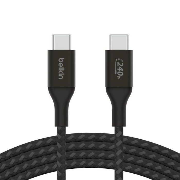 Belkin CAB015bt1MBK Cable USB-C a USB-C 1m (240W) Carga Rápida Doble Trenzado Negro