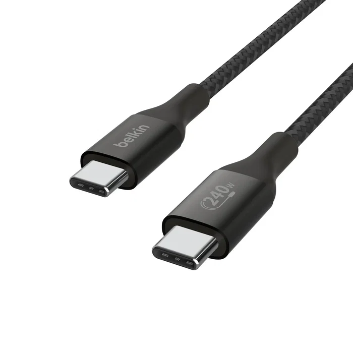 Belkin CAB015bt1MBK Cable USB-C a USB-C Negro 1m, 240W, USB 2.0 con Carga Rápida y Power Delivery 3.1