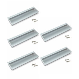 Emuca Lote de 5 tiradores para mueble Alfafar, L190mm, intereje 160mm, Aluminio, Anodizado mate