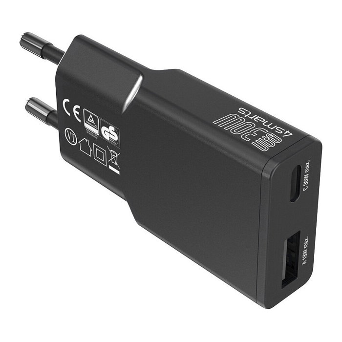 4smarts PDPlug Slim Duos 541744 Cargador GaN 30W USB-C + USB-A Quick Charge 3.0, Negro 4smarts PDPlug Slim Duos 541744 Cargador GaN 30W USB-C + USB-A Quick Charge 3.0, Negro
