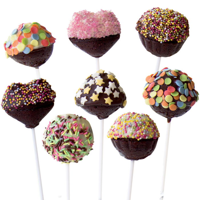 Lily Cook Molde Silicona 24 Pop Cake Redondo Corazón Tornado con 120 Palos Colores Surtidos Apto Horno