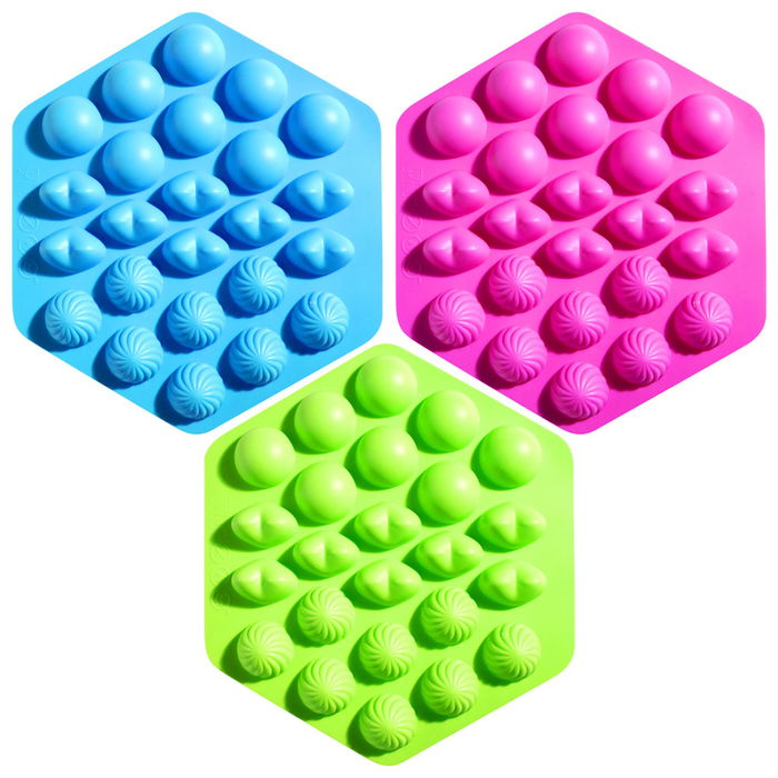 Lily Cook Molde Silicona 24 Pop Cake Redondo Corazón Tornado con 120 Palos Colores Surtidos Apto Horno