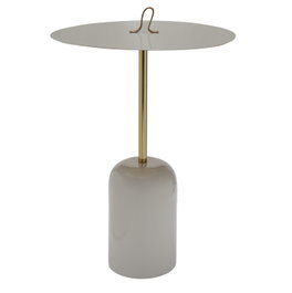 DKD Home Decor Mesita Auxiliar de Hierro y Cuero Gris con Asa
