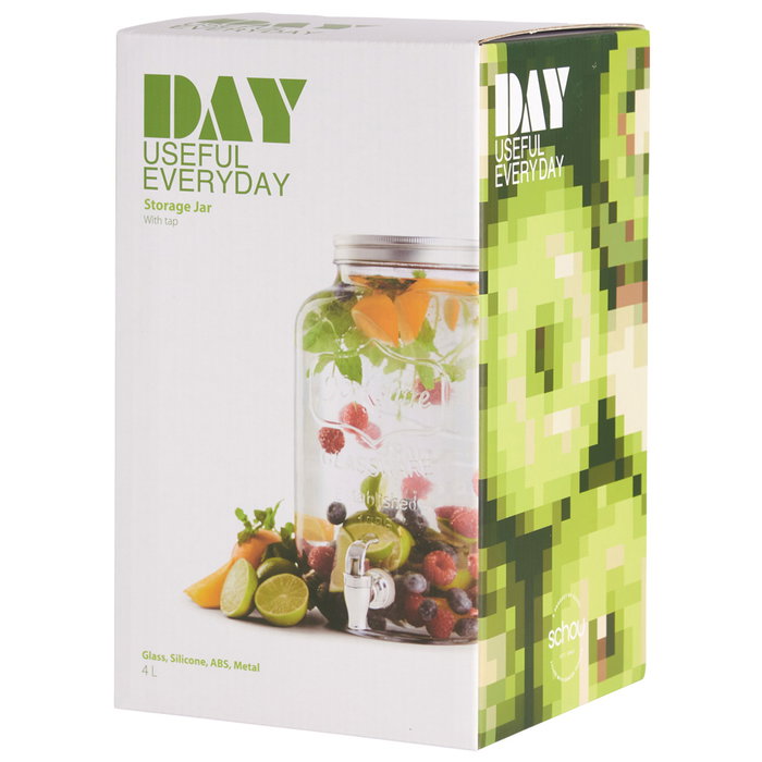 Day Dispensador de Bebida 4 L de Cristal con Letras en Relieve Day Dispensador de Bebida 4 L de Cristal con Letras en Relieve