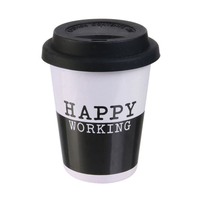 Dites-le avec des Mots Vaso con Tapa de Silicona 150 ml Colección Happy Working Dites-le avec des Mots Vaso con Tapa de Silicona 150 ml Colección Happy Working