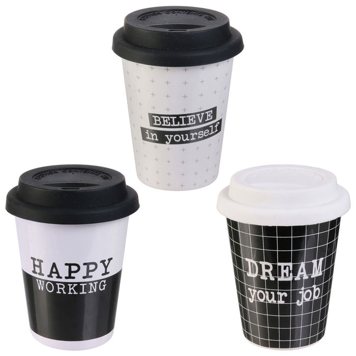 Dites-le avec des Mots Vaso con Tapa de Silicona 150 ml Colección Happy Working Dites-le avec des Mots Vaso con Tapa de Silicona 150 ml Colección Happy Working