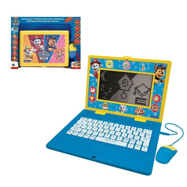 Lexibook Ordenador bilingüe Paw Patrol con 170 actividades (85 en cada idioma) en español e inglés, 6.7", 3 años