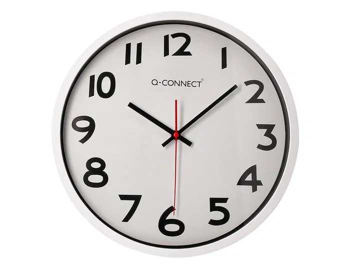 Q-connect Reloj de Pared Oficina Redondo Plástico Blanco 34 cm