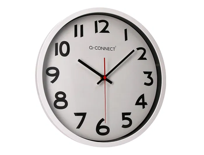 Q-connect Reloj de Pared Oficina Redondo Plástico Blanco 34 cm