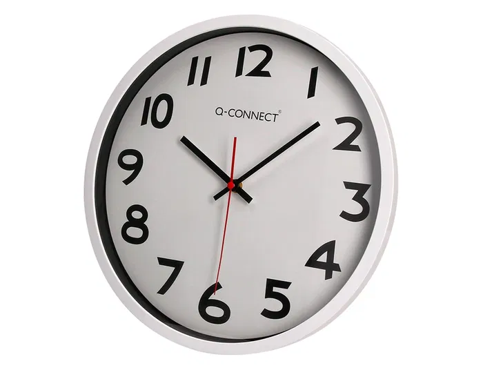 Q-connect Reloj de Pared Oficina Redondo Plástico Blanco 34 cm