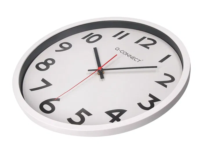Q-connect Reloj de Pared Oficina Redondo Plástico Blanco 34 cm