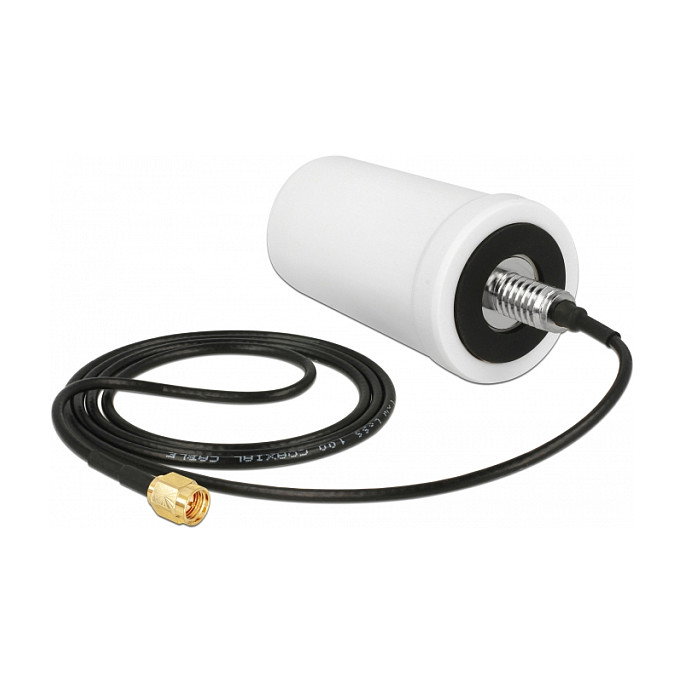 DeLOCK Antena WLAN 802.11 ac/a/b/g/n/h, 1.4-3.0 dBi Omnidireccional SMA con Cable ULA100 1 m Blanco, IP67, para Interior/Exterior, Referencia 89486
