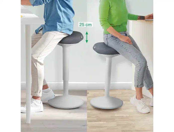 Leitz Ergo Active Comfort Taburete Alto Ajustable Color Gris - Silla de Escritorio Ergonómica