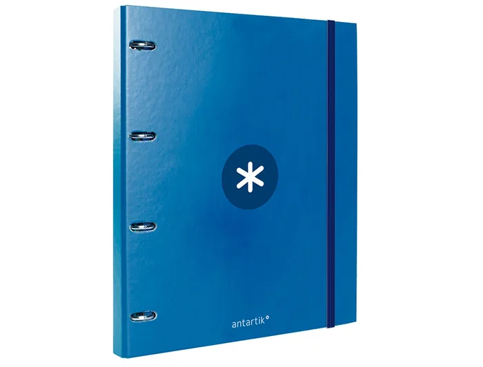Antartik Carpeta con Recambio A4 Cuadro 5mm Forrada 4 Anillas 25mm Redondas Color Azul Marino 100 Hojas 100g