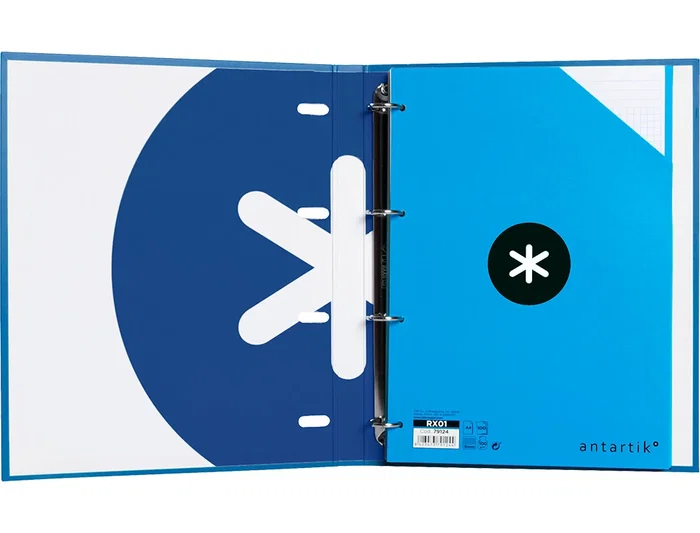 Antartik Carpeta con Recambio A4 Cuadro 5mm Forrada 4 Anillas 25mm Redondas Color Azul Marino 100 Hojas 100g