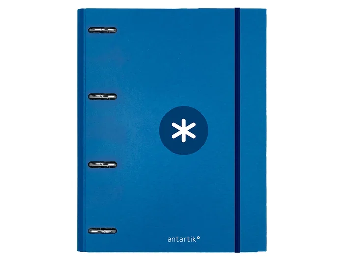 Antartik Carpeta con Recambio A4 Cuadro 5mm Forrada 4 Anillas 25mm Redondas Color Azul Marino 100 Hojas 100g