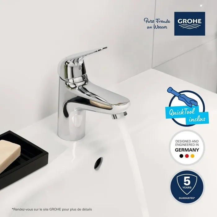 Grohe 24323001 Mezclador Monomando de Lavabo Cromo Talla S Apertura Agua Fría Ahorro Agua Desagüe Click-Clack Grohe 24323001 Mezclador Monomando de Lavabo Cromo Talla S Apertura Agua Fría Ahorro Agua Desagüe Click-Clack
