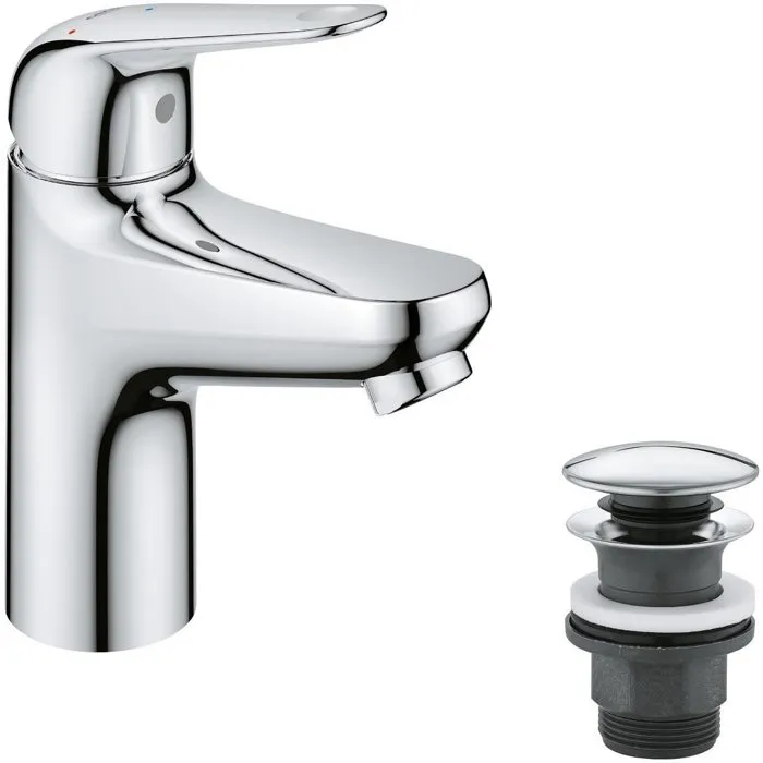 Grohe 24323001 Mezclador Monomando de Lavabo Cromo Talla S Apertura Agua Fría Ahorro Agua Desagüe Click-Clack Grohe 24323001 Mezclador Monomando de Lavabo Cromo Talla S Apertura Agua Fría Ahorro Agua Desagüe Click-Clack